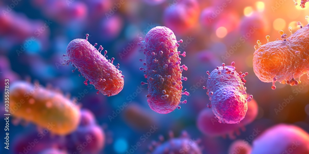 Naklejka premium Close-up of bacteria under a microscope