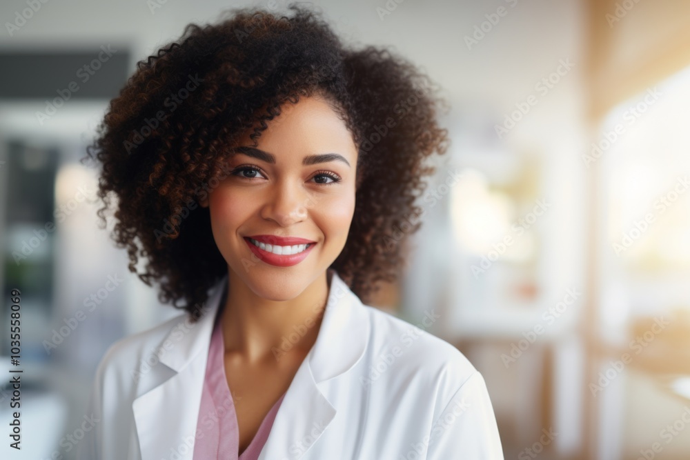 Portrait of a smiling female African American medical physician Portrait of a smiling female African American medical physician