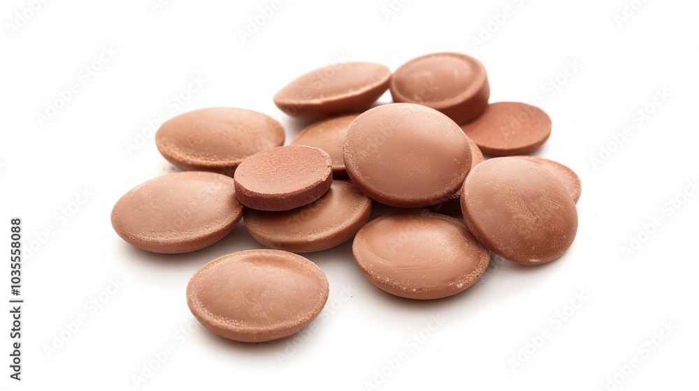 Brown herbal pill tablet on white background - a natural remedy in a simple yet striking presentation Brown herbal pill tablet on white background - a natural remedy in a simple yet striking presentation