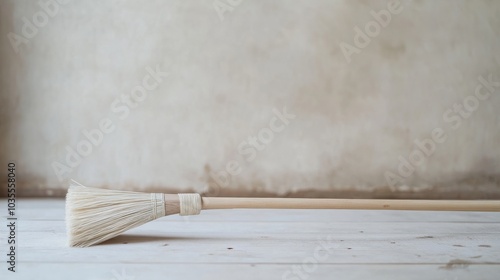 witch broom against white background photo