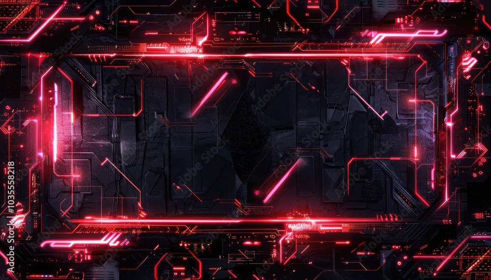 Abstract Futuristic Technology Background with Red Glowing Lines Abstract Futuristic Technology Background with Red Glowing Lines