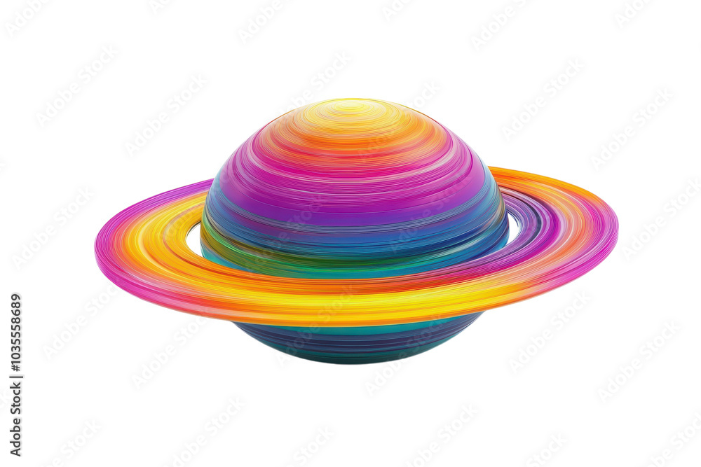 A Fascinating Alien Planet Surrounded by Colorful Rings Perfect for Science Fiction and Fantasy Conceptual Art A Fascinating Alien Planet Surrounded by Colorful Rings Perfect for Science Fiction and Fantasy Conceptual Art