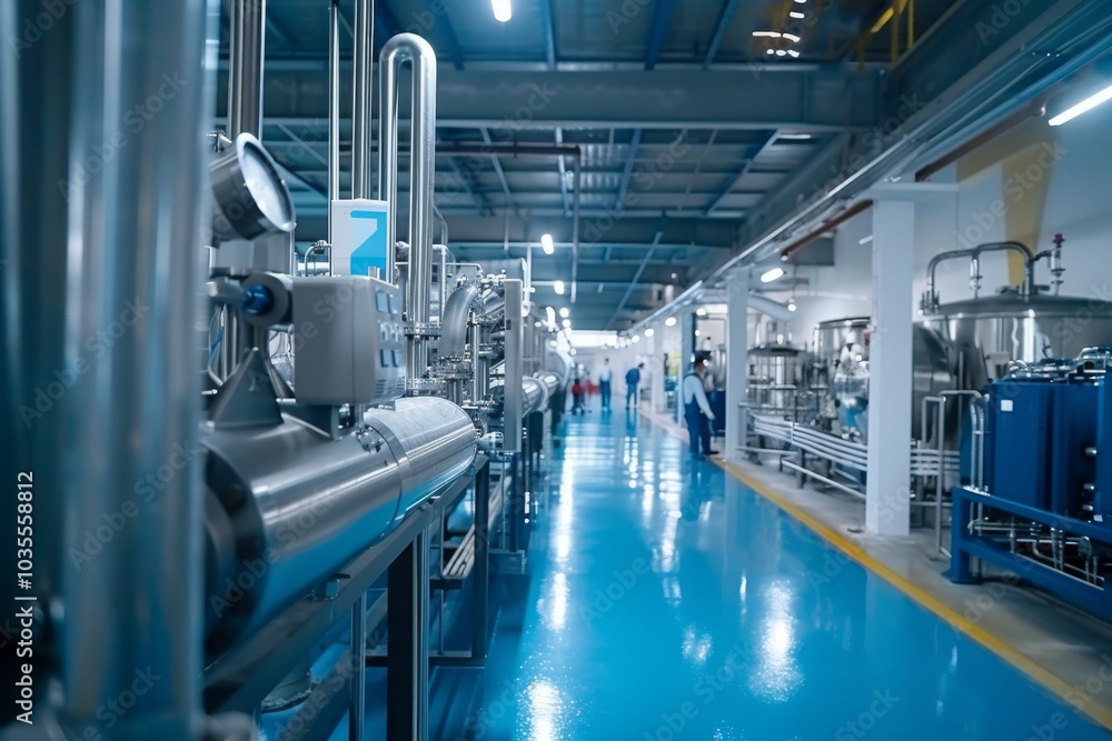 A high-tech hydrogen production facility, where engineers monitor the process of creating green hydrogen. MZ A high-tech hydrogen production facility, where engineers monitor the process of creating green hydrogen. MZ