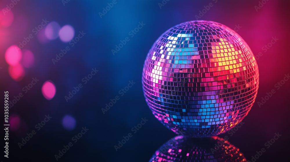 Fototapeta premium Vibrant Disco Ball Reflecting Colorful Lights
