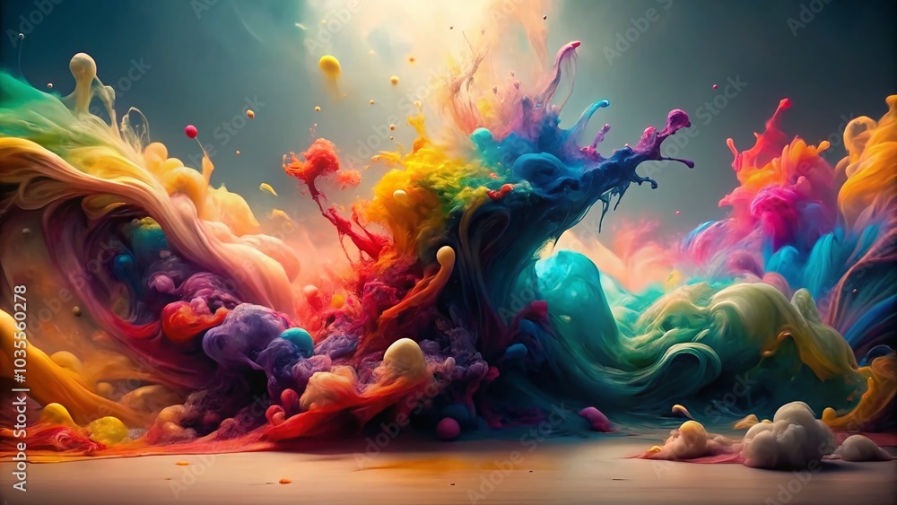Fototapeta premium Stunning Ink Splat Abstract Art in Panoramic View for Creative Backgrounds and Designs