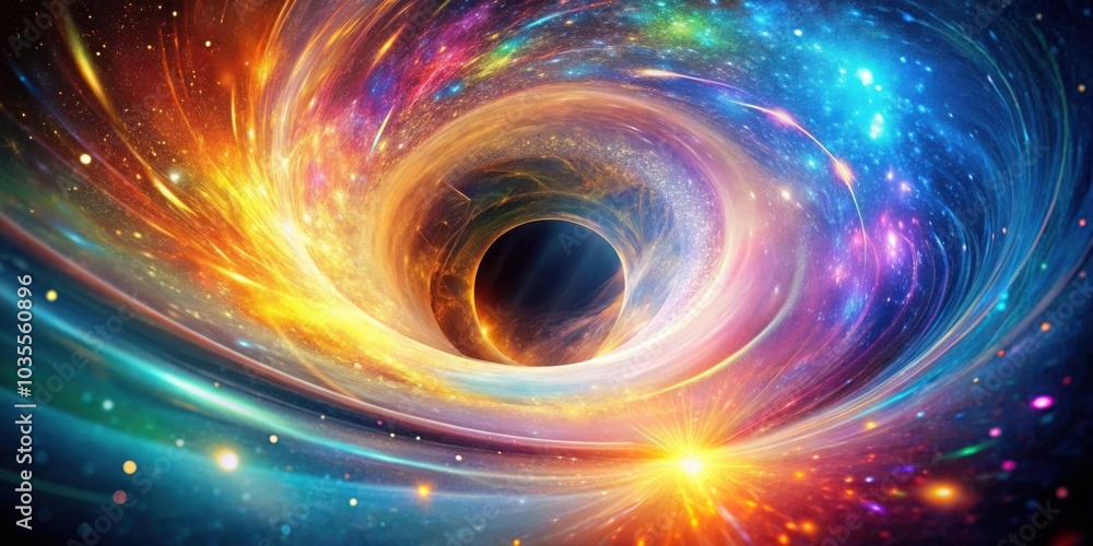 A Cosmic Dance A swirling vortex of celestial light engulfs a black hole, revealing a hidden universe within A Cosmic Dance A swirling vortex of celestial light engulfs a black hole, revealing a hidden universe within