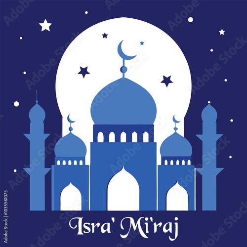 Elegant Mosque Illustration Celebrating Isra' Mi'raj Night