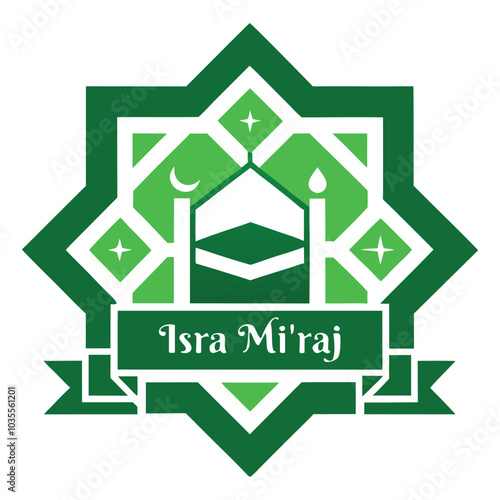  Celebrating Isra Mi'raj Festival Green Geometric Design
