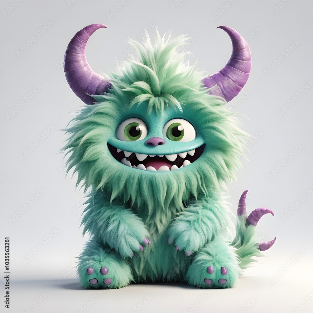 Naklejka premium Cute monster and demon on white background Created with Generative AI technology.