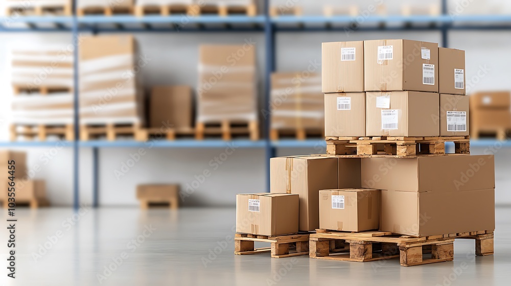 Efficient warehouse management organizing and storing goods on pallets for optimal space utilization Efficient warehouse management organizing and storing goods on pallets for optimal space utilization