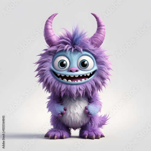 Cute monster and demon on white background Created with Generative AI technology.