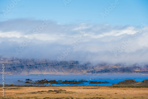 nature sceneries taken from Fauskasandur beach along the route 1 between hofn and Egilsstadir, Iceland