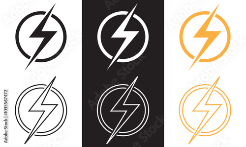 Thunder flat icon. Vector illustration isolated on white and black background. EPS 10