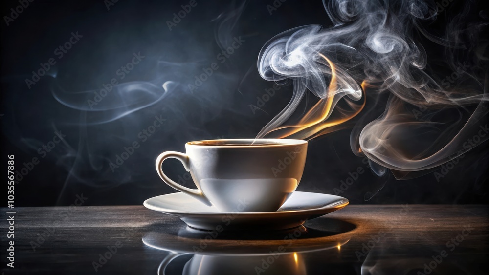 A steaming cup of coffee sits on a dark wooden surface with wispy smoke rising from the mug. The smoke dances and swirls in the air, creating an ethereal and inviting atmosphere. A steaming cup of coffee sits on a dark wooden surface with wispy smoke rising from the mug. The smoke dances and swirls in the air, creating an ethereal and inviting atmosphere.