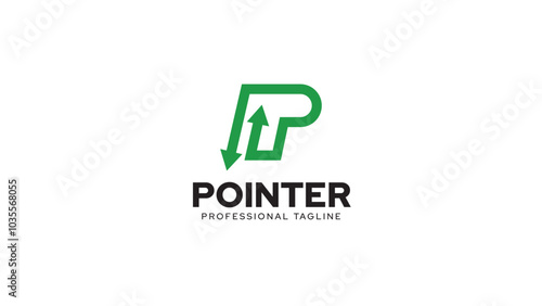 Minimal letter p pointer logo design vector template