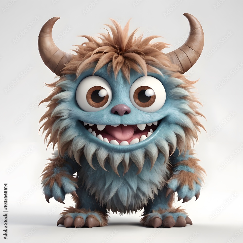 Naklejka premium Cute monster and demon on white background Created with Generative AI technology.