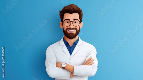 Friendly Doctor Character in White Coat