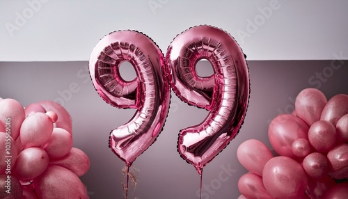 Wallpaper Mural 99 number made of pink balloon, copy space  Torontodigital.ca