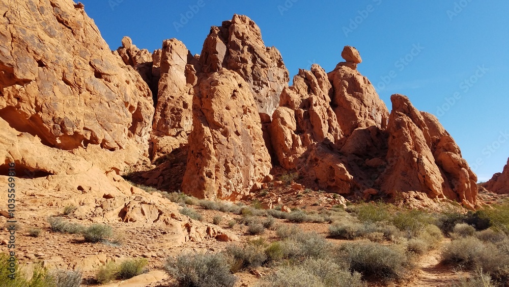 Scenic Red Rock Formations at Valley of Fire State Park, Nevada, USA Scenic Red Rock Formations at Valley of Fire State Park, Nevada, USA