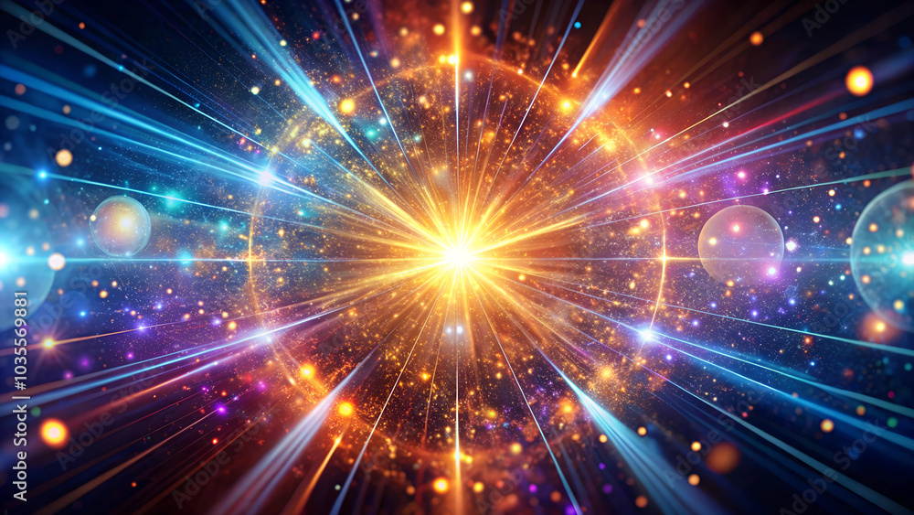 abstract colorful background with glowing particle effects and rays abstract colorful background with glowing particle effects and rays
