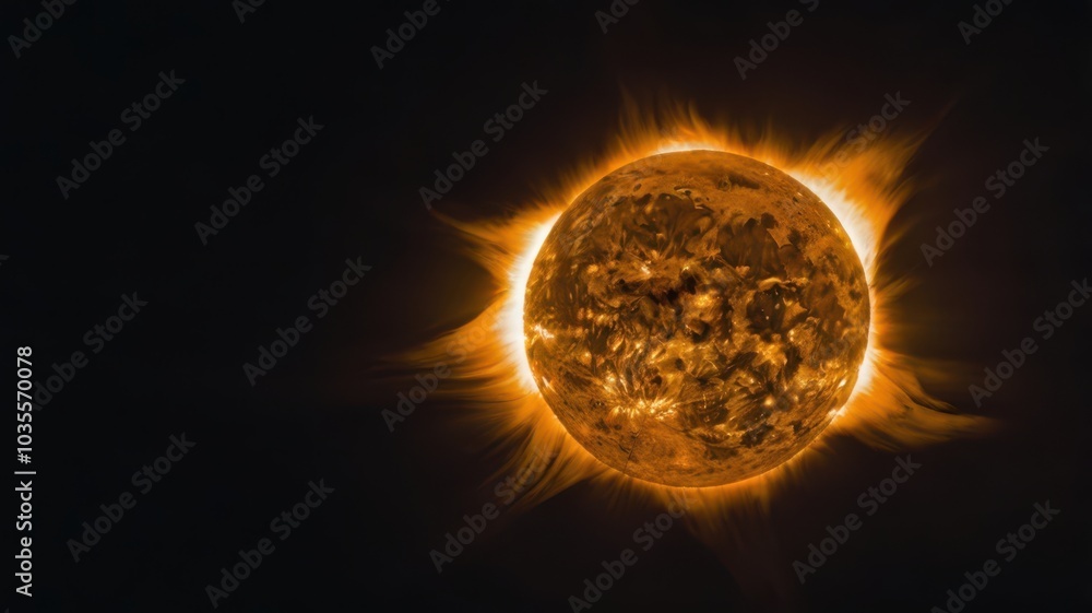 Naklejka premium Sun, Ray, Light, Glow, Radiation, Planet, Space, Universe, Lava, Magma, Radiation, Eclipse, Heat, Sunstroke