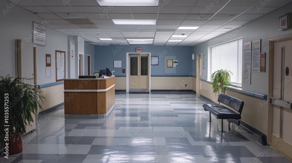 Fototapeta premium Medical offices in an empty hospital, no people in sight