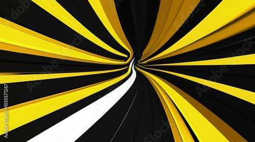 Abstract tunnel effect with fast yellow and black streaks motion creating a dynamic sense of speed for modern technology banners.