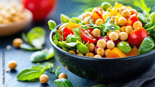 Vibrant Plant-Based Salad with Golden Soy Protein - Healthy Vegan Meal Option