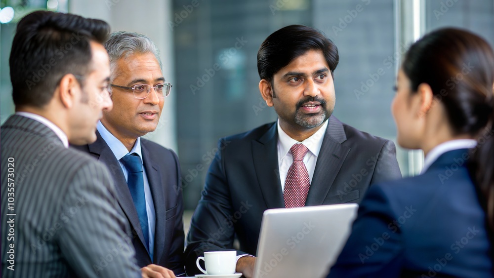 A formal meeting with Indian executives discussing strategies and plans.
A formal meeting with Indian executives discussing strategies and plans.