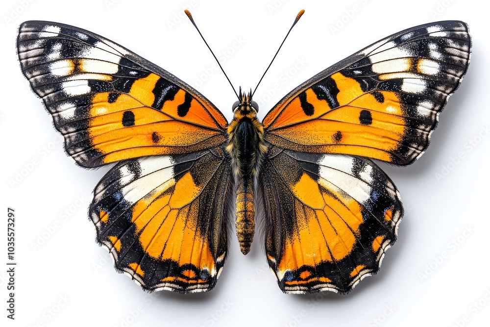 Naklejka premium tiger butterfly with bold orange wings lined with black and white spots