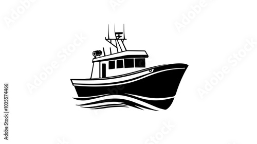 Illustration of a fishing boat. Fishing. Fishing vessel.