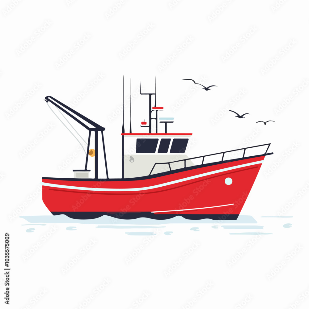 Illustration of a fishing boat. Fishing. Fishing vessel. Illustration of a fishing boat. Fishing. Fishing vessel.
