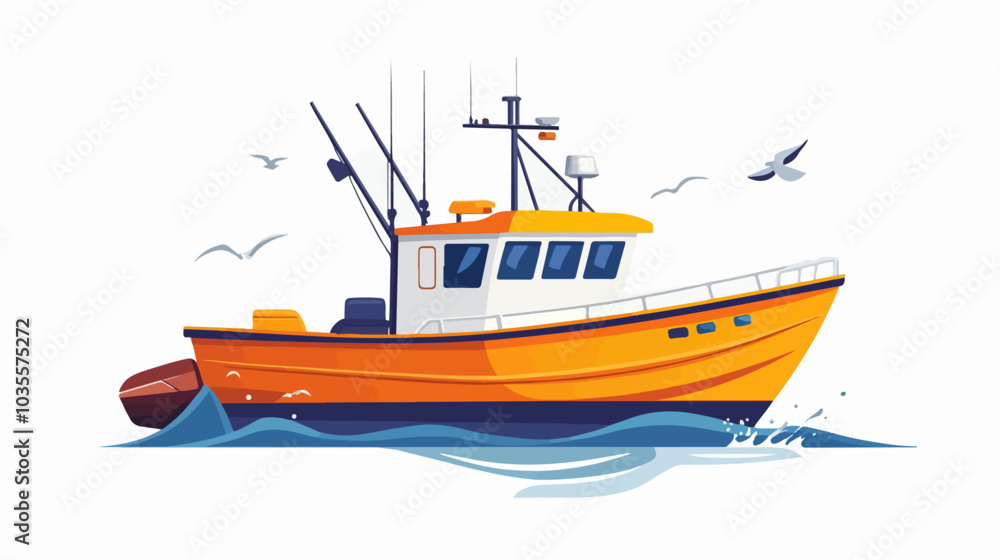 Illustration of a fishing boat. Fishing. Fishing vessel. Illustration of a fishing boat. Fishing. Fishing vessel.