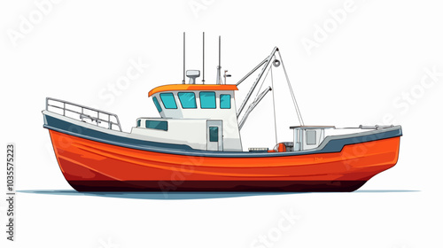 Illustration of a fishing boat. Fishing. Fishing vessel.
