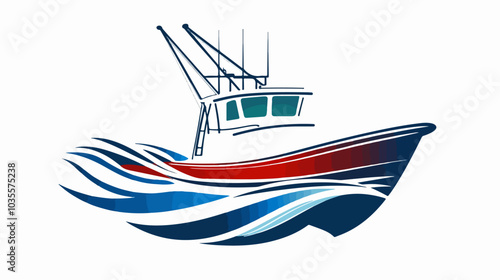 Illustration of a fishing boat. Fishing. Fishing vessel.