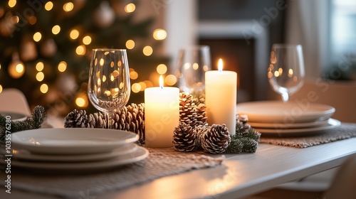 Cozy Candlelit Christmas Table Setting