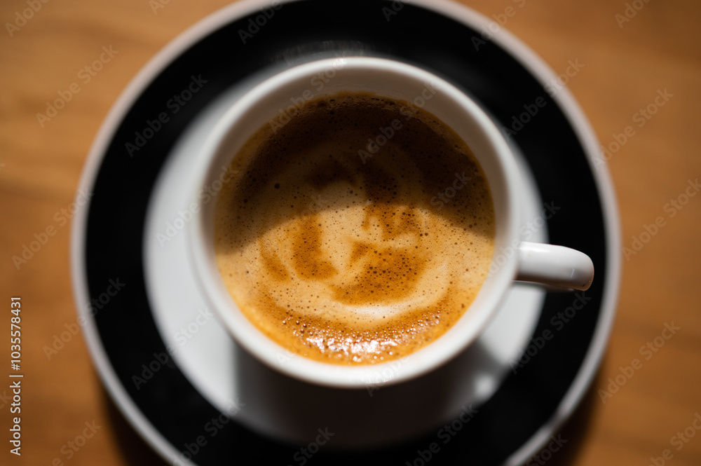 Foam in a cup of coffee, morning coffee Foam in a cup of coffee, morning coffee