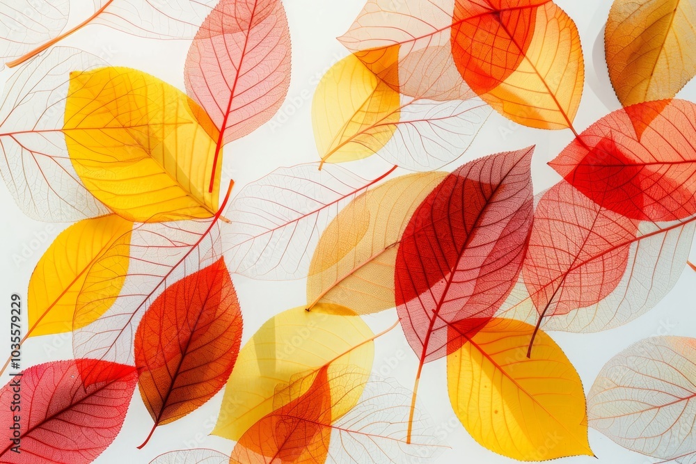 Autumn background of yellow and red transparent leaves. Autumn background of yellow and red transparent leaves.