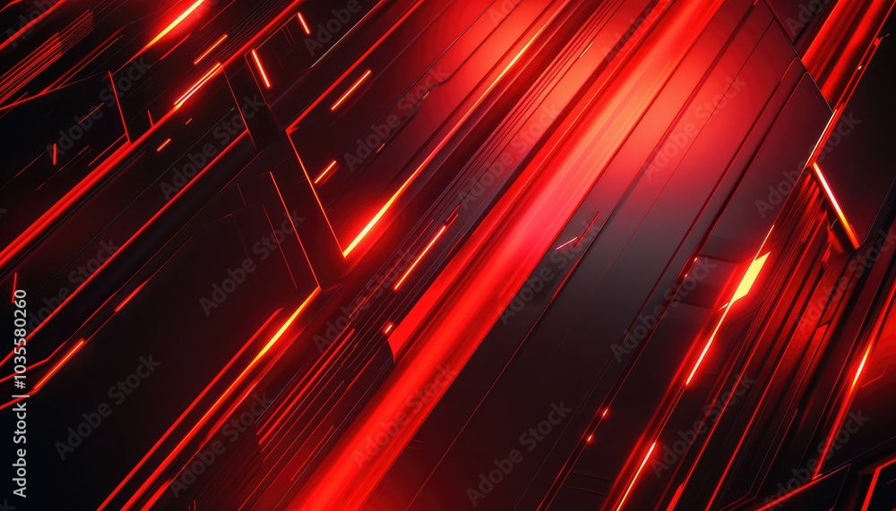 Abstract Red Glowing Lines on a Black Geometric Background Abstract Red Glowing Lines on a Black Geometric Background