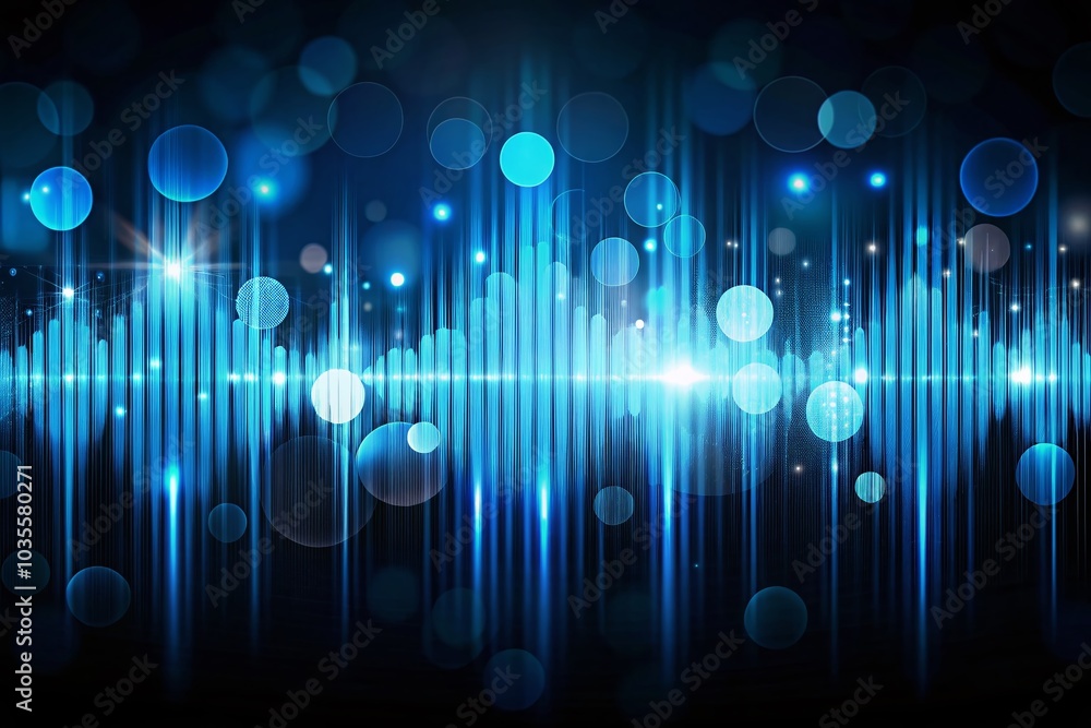 Abstract Blue Sound Wave Background with Bokeh Effect for Technology and Music Poster Design Abstract Blue Sound Wave Background with Bokeh Effect for Technology and Music Poster Design