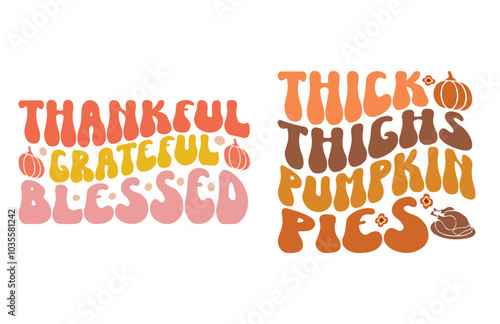 thanksgiving retro wavy svg  t shirt design bundle