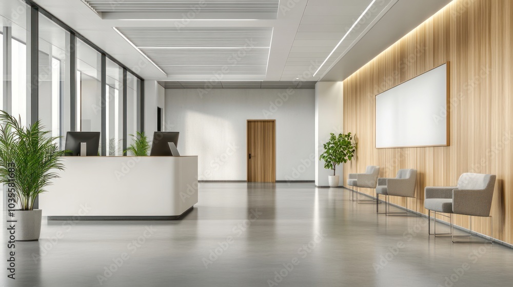 Fototapeta premium Modern hospital administration office with empty hallways