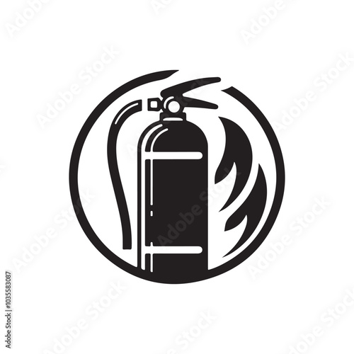 Fire Extinguisher Silhouette - A Simplified but Effective Icon for Use in Emergency Preparedness, Fire Safety Awareness, or as a Core Symbol in Safety Guidelines and Fire Prevention Campaigns.
