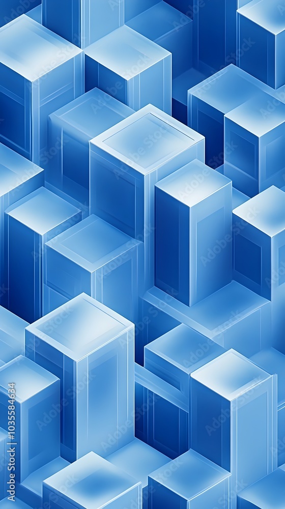 Fototapeta premium Mesmerizing 3D Geometric Cube Pattern in Shades of Blue