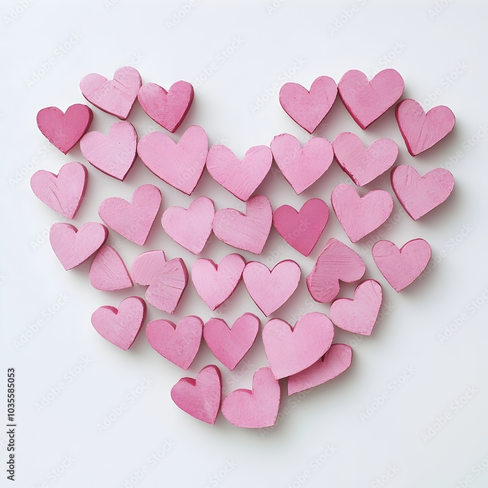 Obraz premium Pink Heart Shaped Arrangement with Love Concept