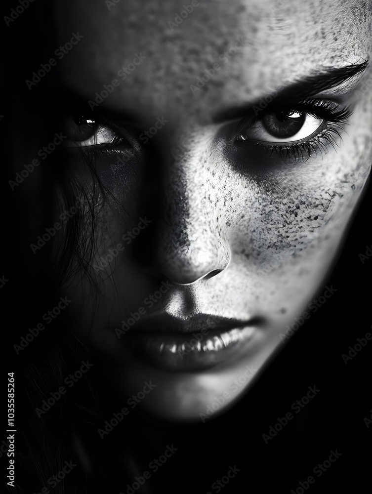 Captivating Portrait of a Woman with an Intense and Piercing Gaze Captivating Portrait of a Woman with an Intense and Piercing Gaze