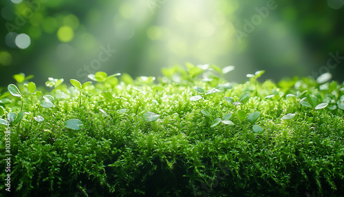 Green plant growth in fresh summer meadow beauty generated by AI