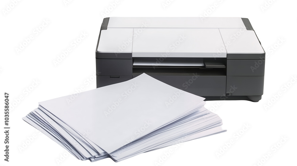 A4 sheets with a printer isolated on a transparent background, PNG A4 sheets with a printer isolated on a transparent background, PNG