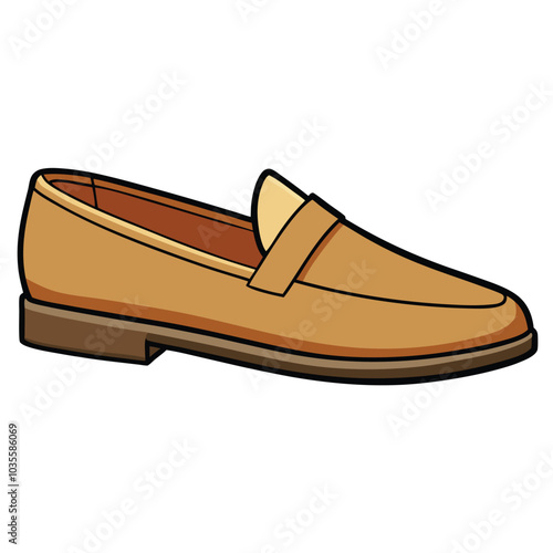 Vector bright illustration of Mary Jane shoes isolated on light beige background.