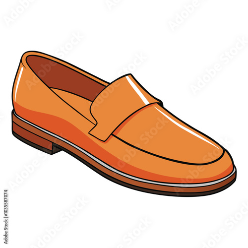 Vector bright illustration of Mary Jane shoes isolated on light beige background.